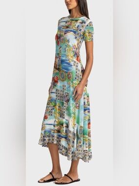 Johnny Was Janie Christy Asymmetric Hem Short Dress Floral Size PM